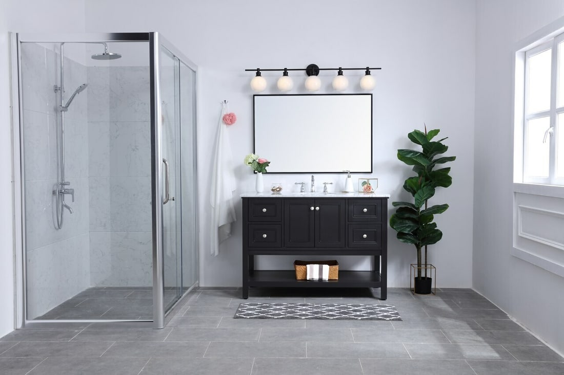 Collier Modern 5 Light Black and Frosted Glass Wall Sconce 47 Inch (1 of 11)