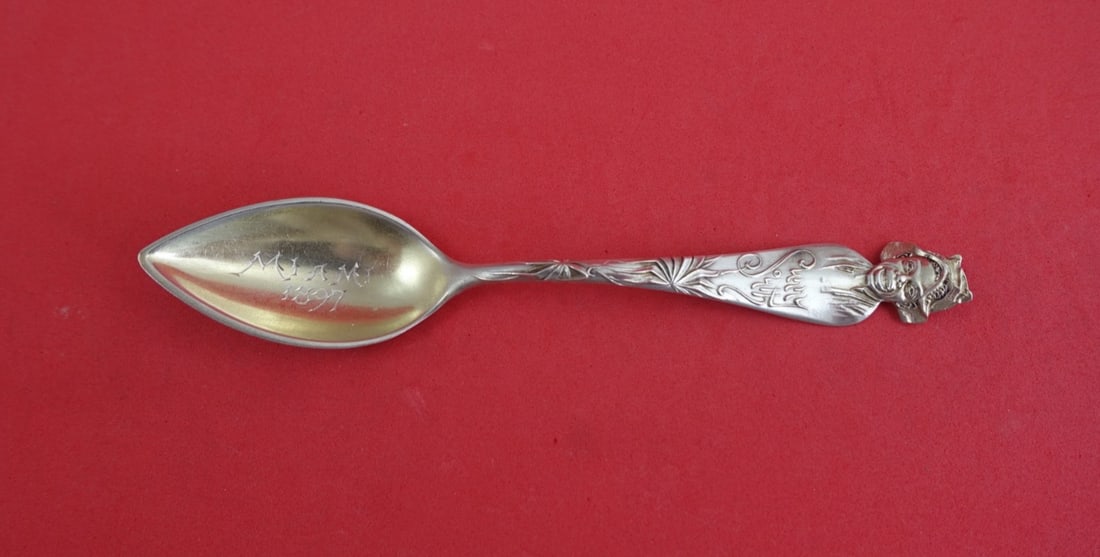 Shiebler Sunny South Sterling Grapefruit Spoon Gold Wash 6 5/8 Inch Miami 1897 (1 of 2)