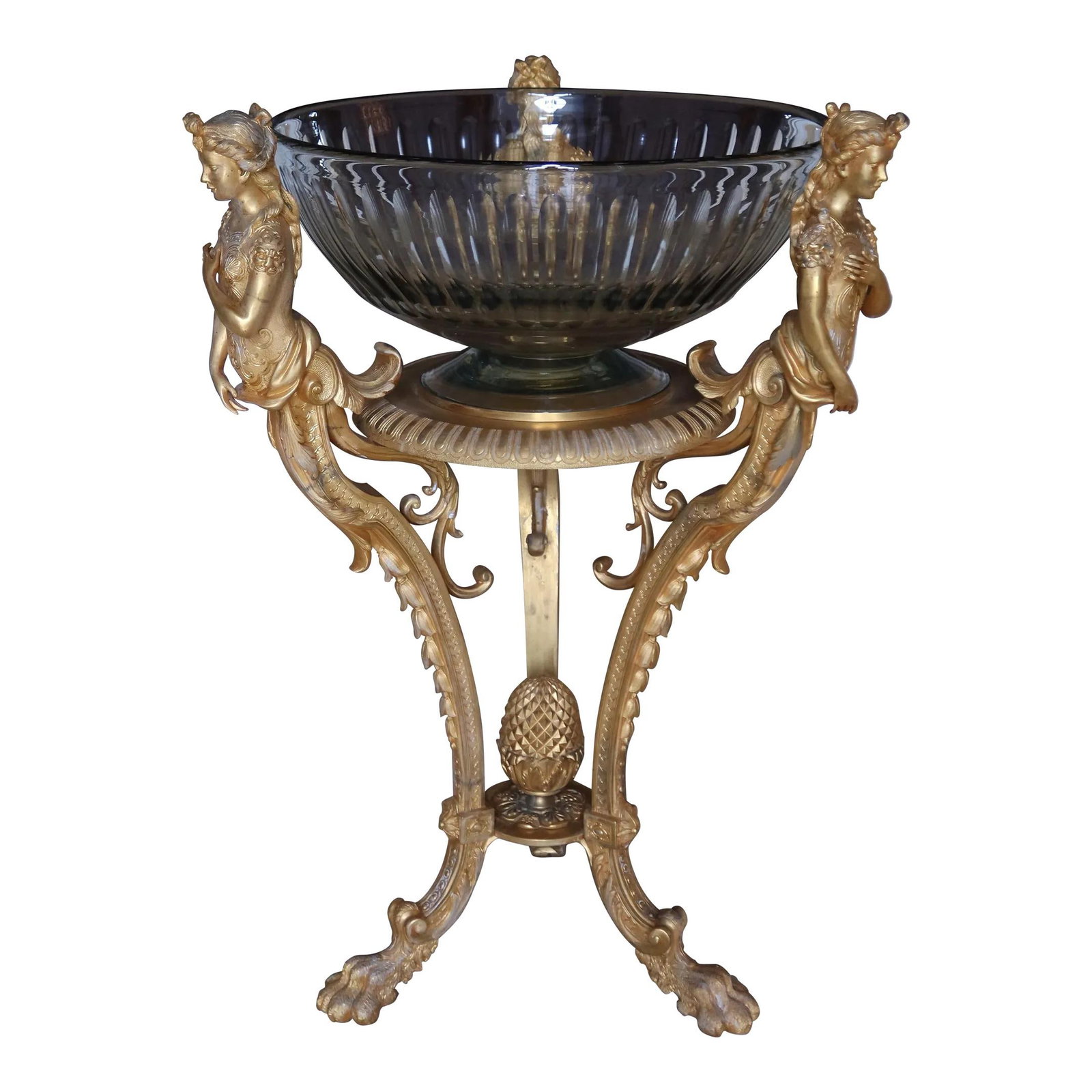 Italian French Empire Gilt Bronze Figural Center Bowl 24x24x35 (1 of 10)
