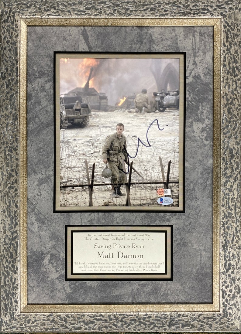 Matt Damon Signed Saving Private Ryan 8x10 Photo Custom Frame Beckett COA (1 of 11)