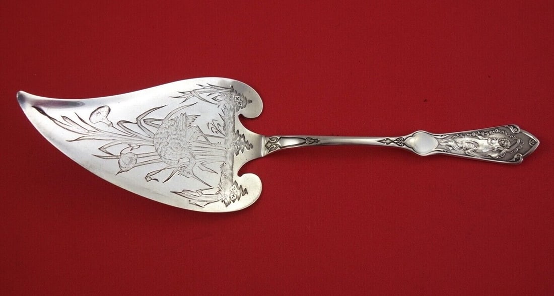 Reed and Barton Pearl Art Nouveau Cake Server with Storks 9.25in (1 of 2)