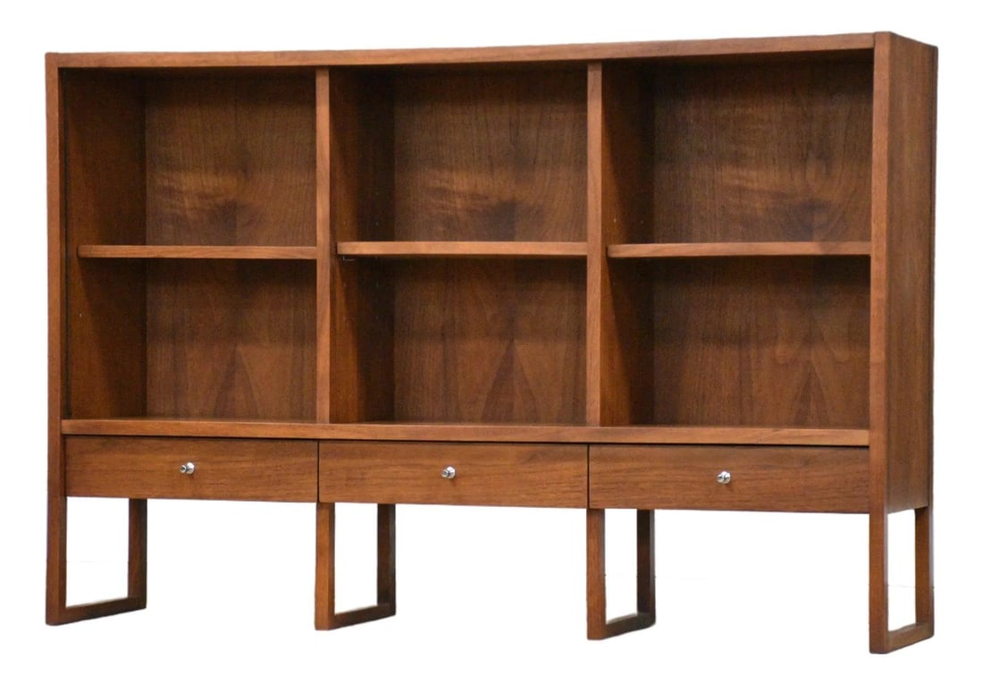 Mid Century Walnut Bookcase Delineator Collection Adjustable Shelves 1960s (1 of 9)