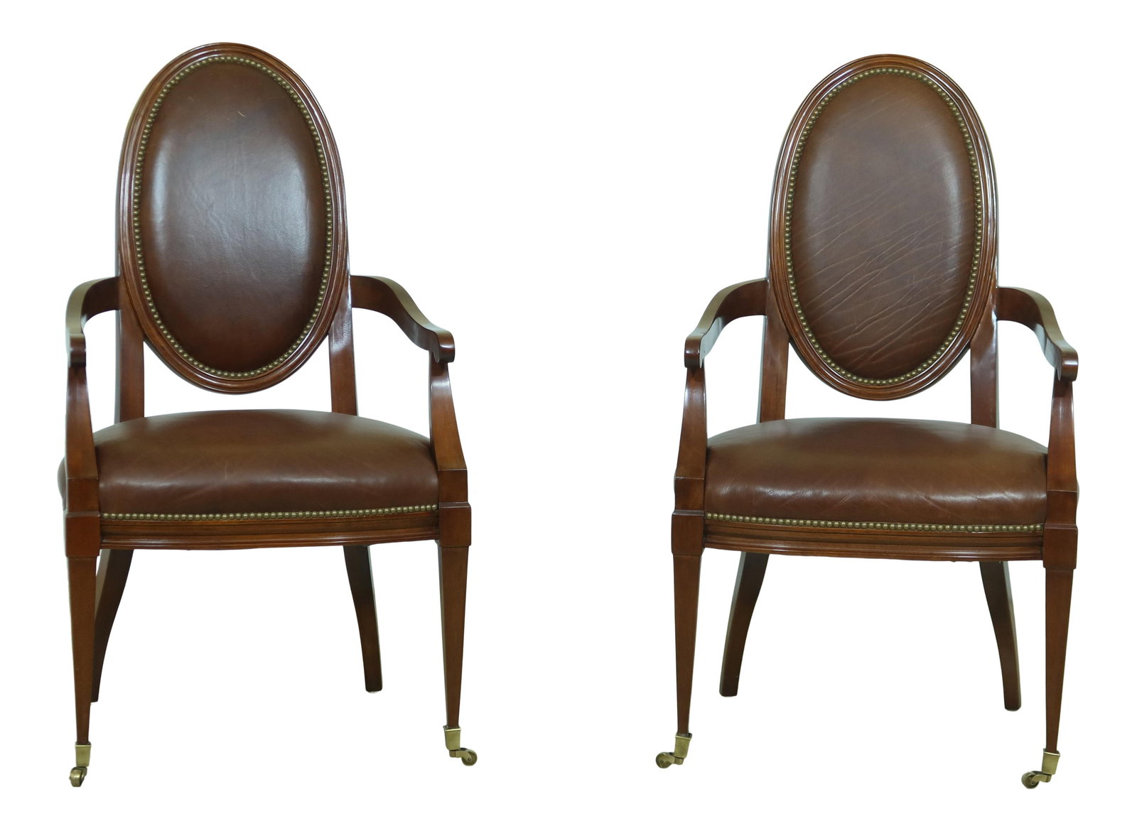 Elegant Pair of Councill Craftsmen Mahogany Leather Armchairs (1 of 10)