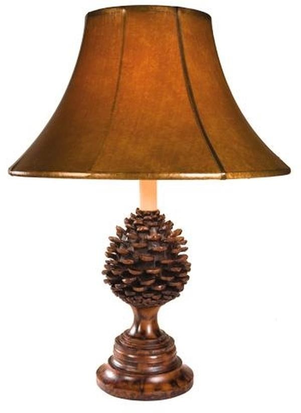 Hand-Cast Pine Cone Sculpture Table Lamp Lodge Style 25H 19W 19D (1 of 1)