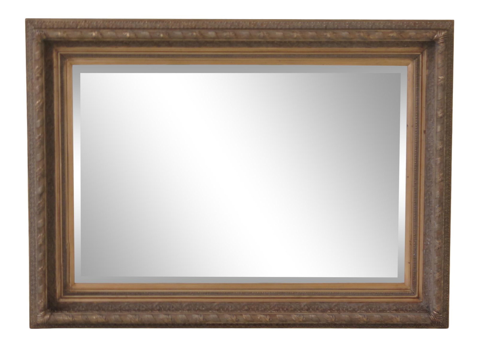 1990s Vintage Gold Framed Beveled Glass Mirror 33.5 x 46 (1 of 9)