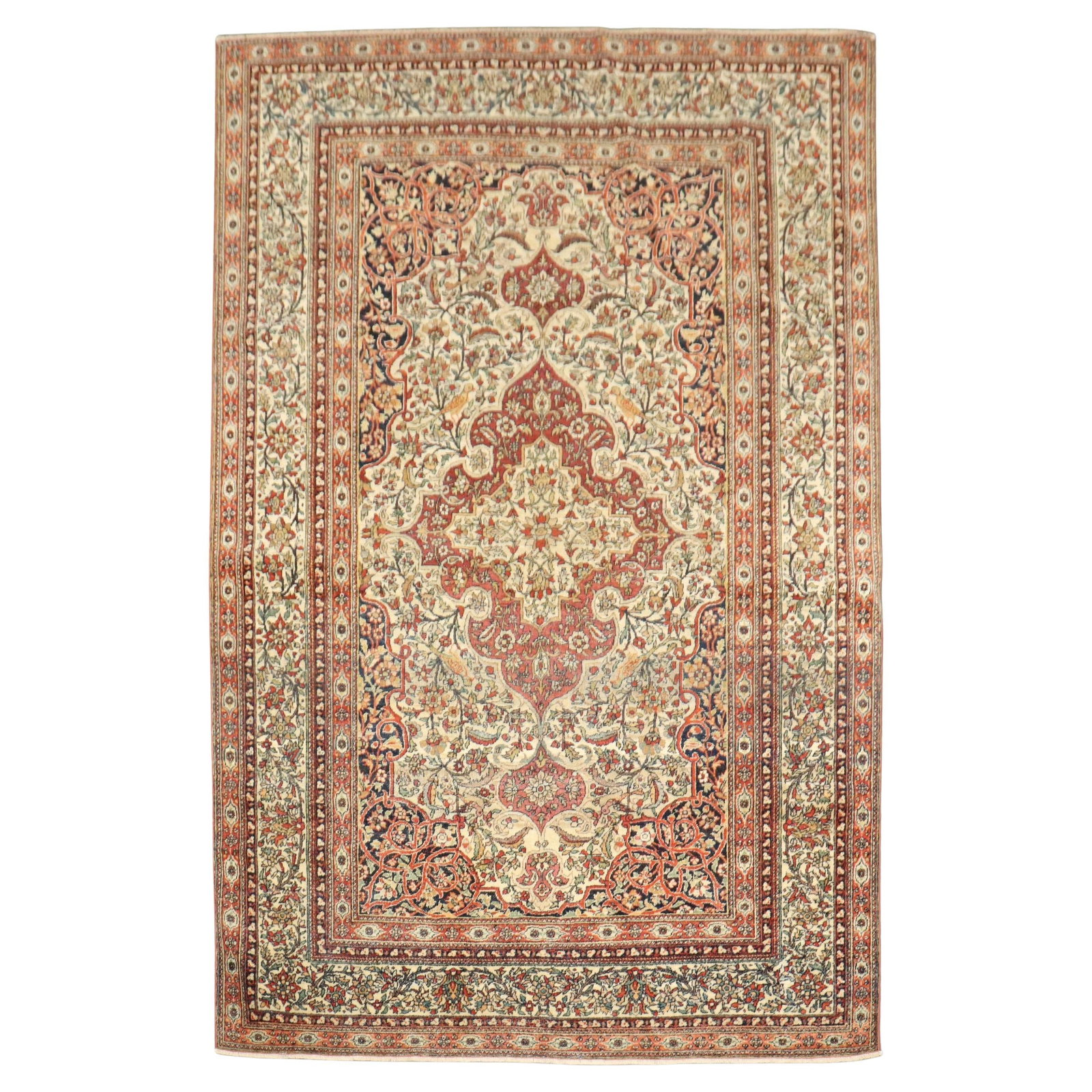 Antique Persian Isfahan Pictorial Rug Wool Hand-Woven Tabriz Style: Antique Persian Isfahan Pictorial Rug Wool Hand-Woven Tabriz Style Discover the beauty of this Antique Persian Pictorial Isfahan Rug, a classic piece from the early 20th century. Hand-woven from high-