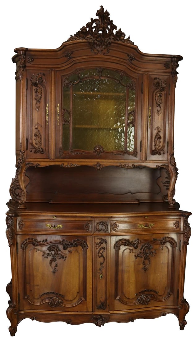 Antique Louis XV Rococo Walnut Buffet Chestnut Finish 1880 (1 of 18)