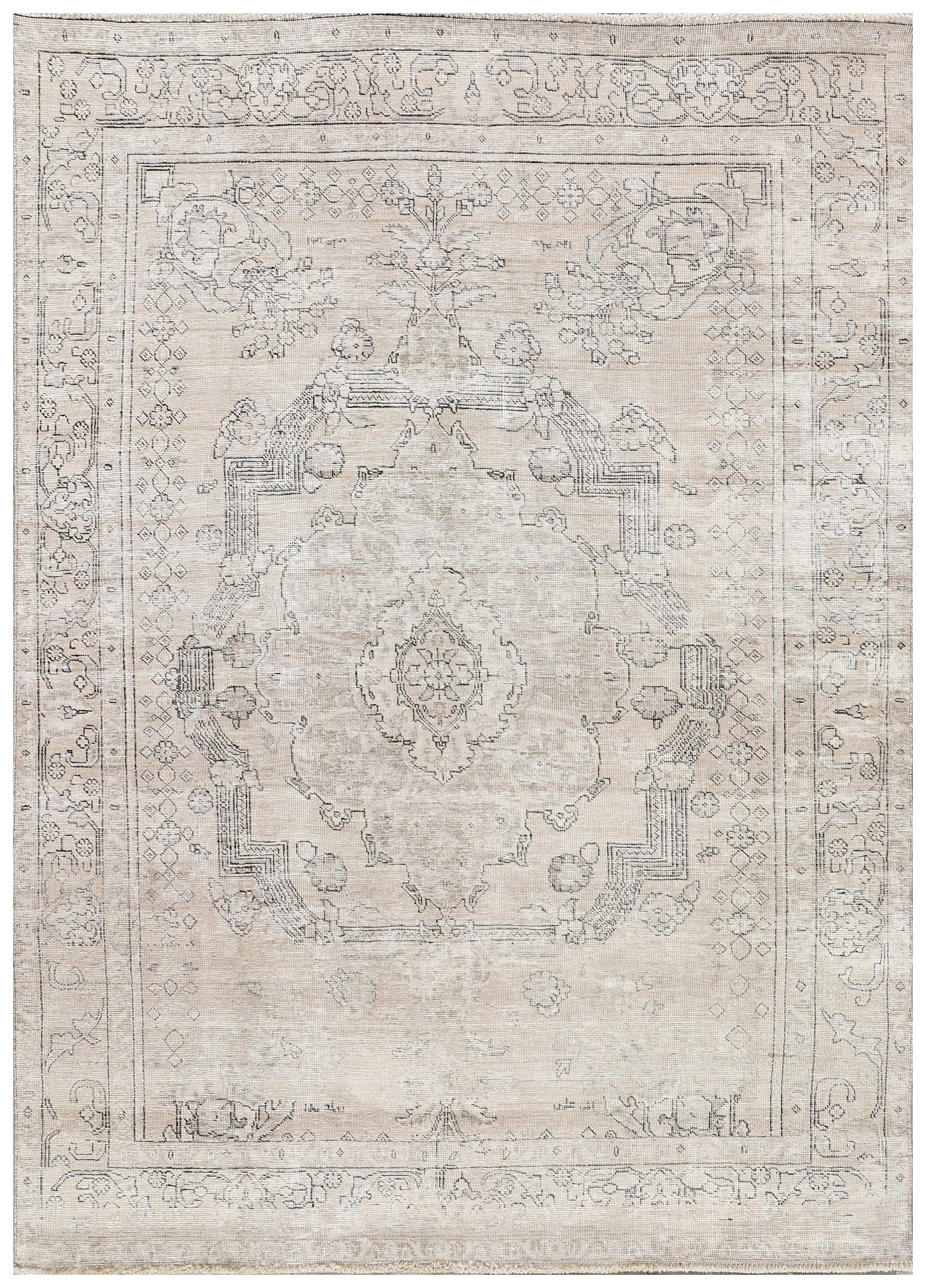 Vintage Persian Hand-Knotted Wool Rug 6' x 9' Light Gray Low Pile (1 of 6)