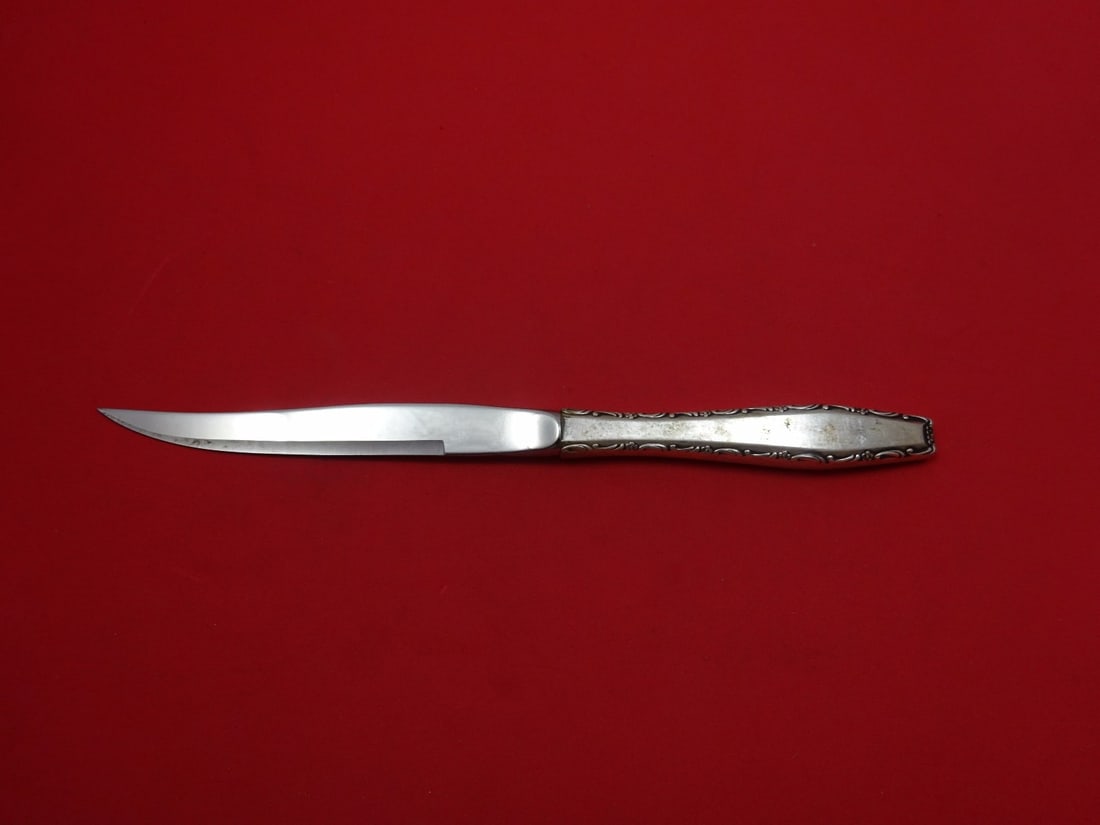 Lunt Rapallo Sterling Silver Steak Knife 9 1/4 Inch Original: Lunt Rapallo Sterling Silver Steak Knife 9 1/4 Inch Original Presenting the exquisite Rapallo Steak Knife by Lunt, crafted from sterling silver. This original piece features a hollow handle and a dura