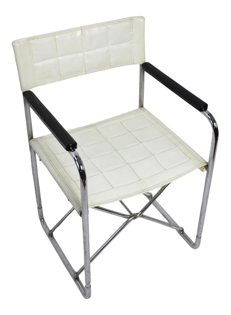 Vintage Chrome Folding Directors Chair with Black Wood Armrests (1 of 10)