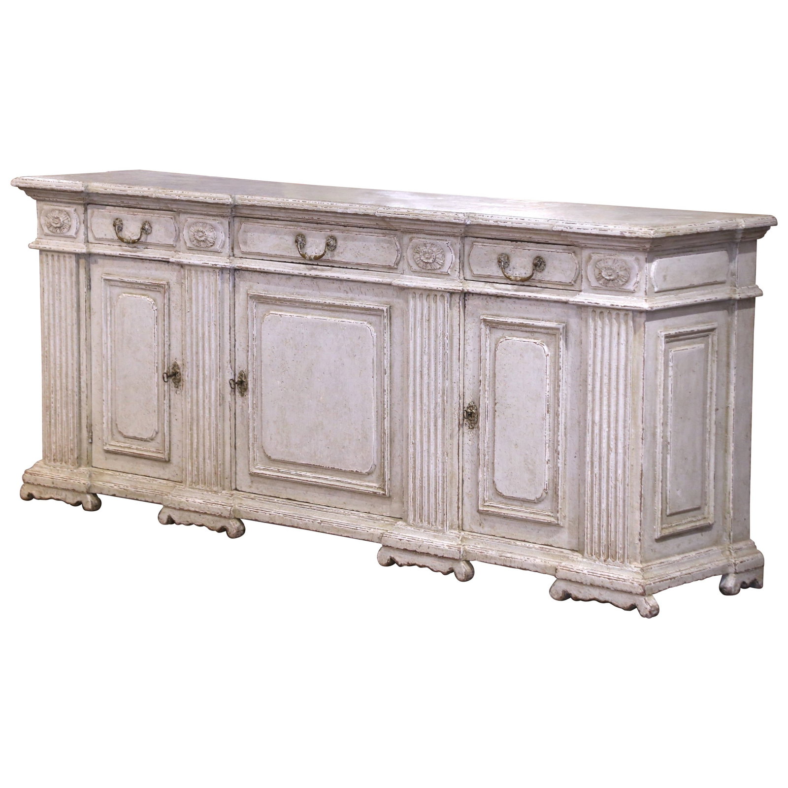 19th Century French Louis XIV Hand-Carved Oak Buffet with 3 Doors (1 of 14)