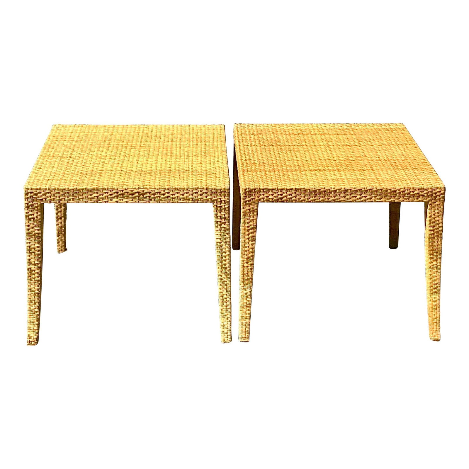 Vintage Milling Road Woven Rattan Side Tables Pair (1 of 7)