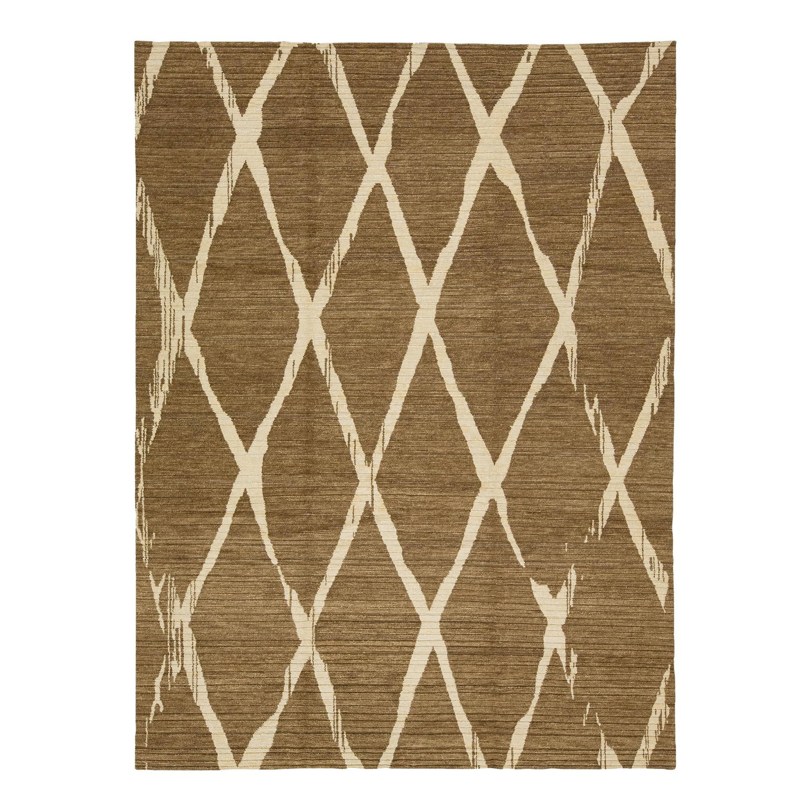 Contemporary Hand-Woven Tan Wool Kilim Rug 9' x 12' (1 of 10)