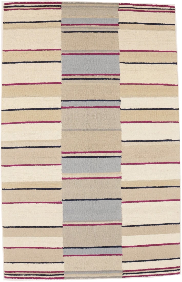 5x8 Hand-Tufted Wool Area Rug Modern Multicolored Striped Pattern (1 of 13)