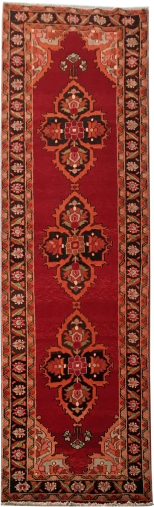 4' x 11' Authentic Red Persian Hamadan Wool Runner Rug (1 of 7)