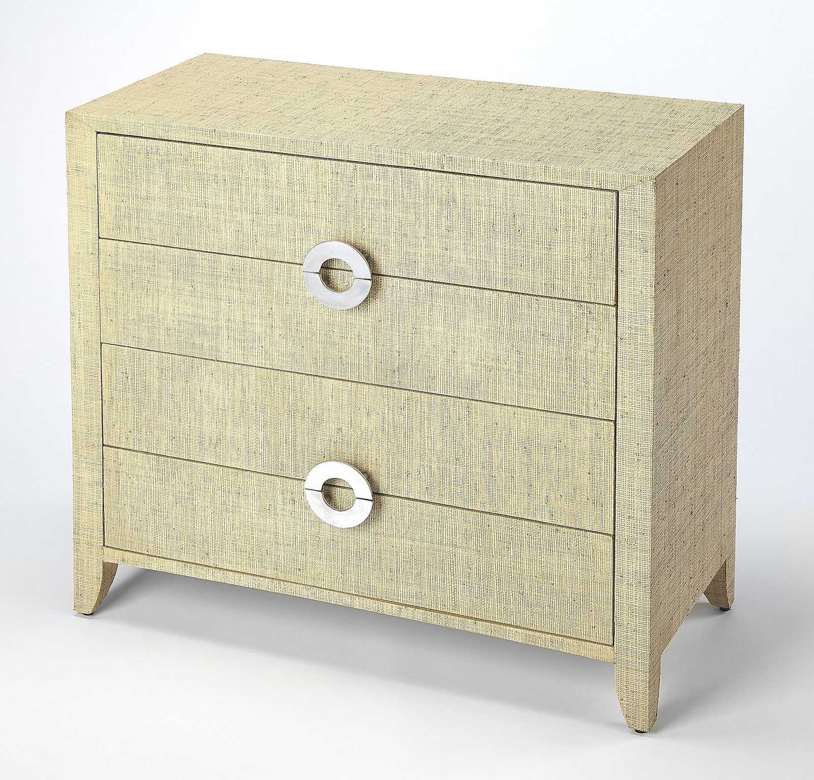 Butler Coastal Style Raffia Accent Chest of Drawers Cream Yellow (1 of 9)