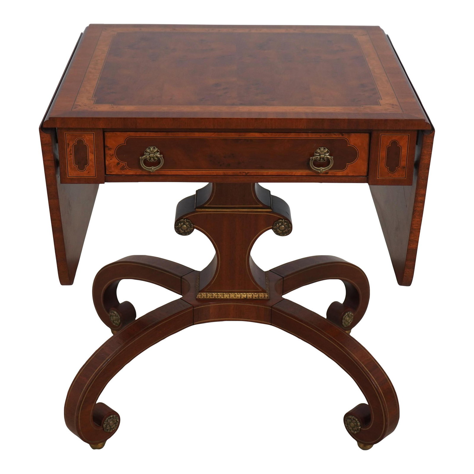 John Widdicomb Neoclassical Drop Leaf Table Mario Butta Collection Burl Walnut (1 of 10)