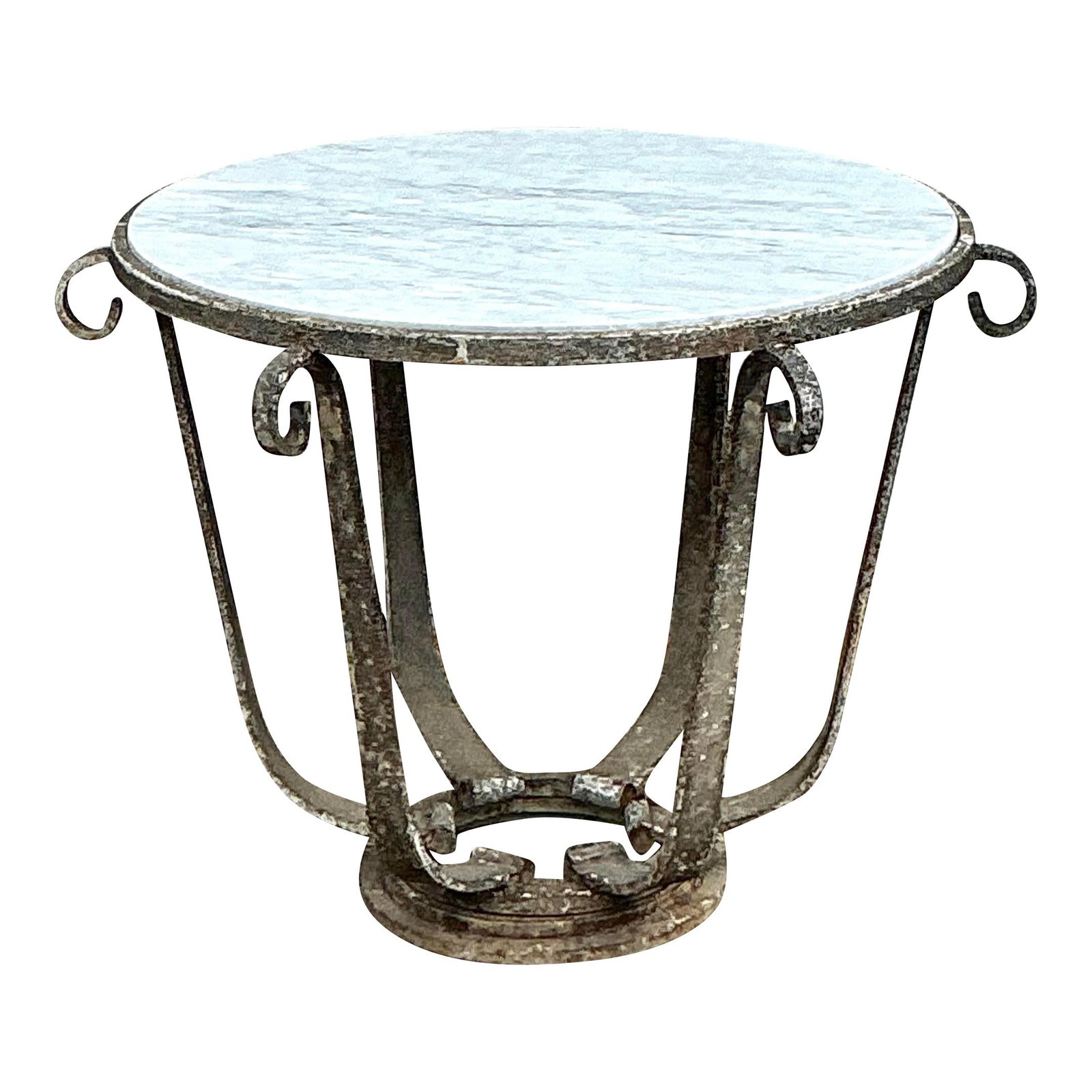 Vintage Boho Patinated Iron Center Hall Table Greige 34.5" x 24.25" (1 of 10)