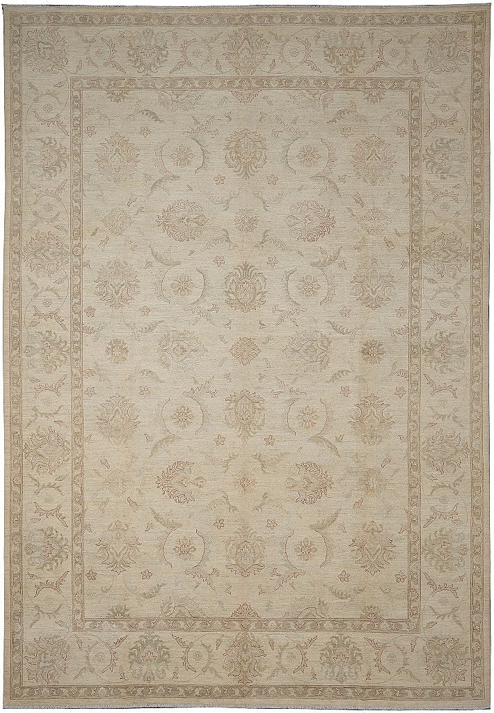 Hand-Knotted Chobi Peshawar Rug 118 x 165 in Light Beige Wool Pakistan (1 of 11)