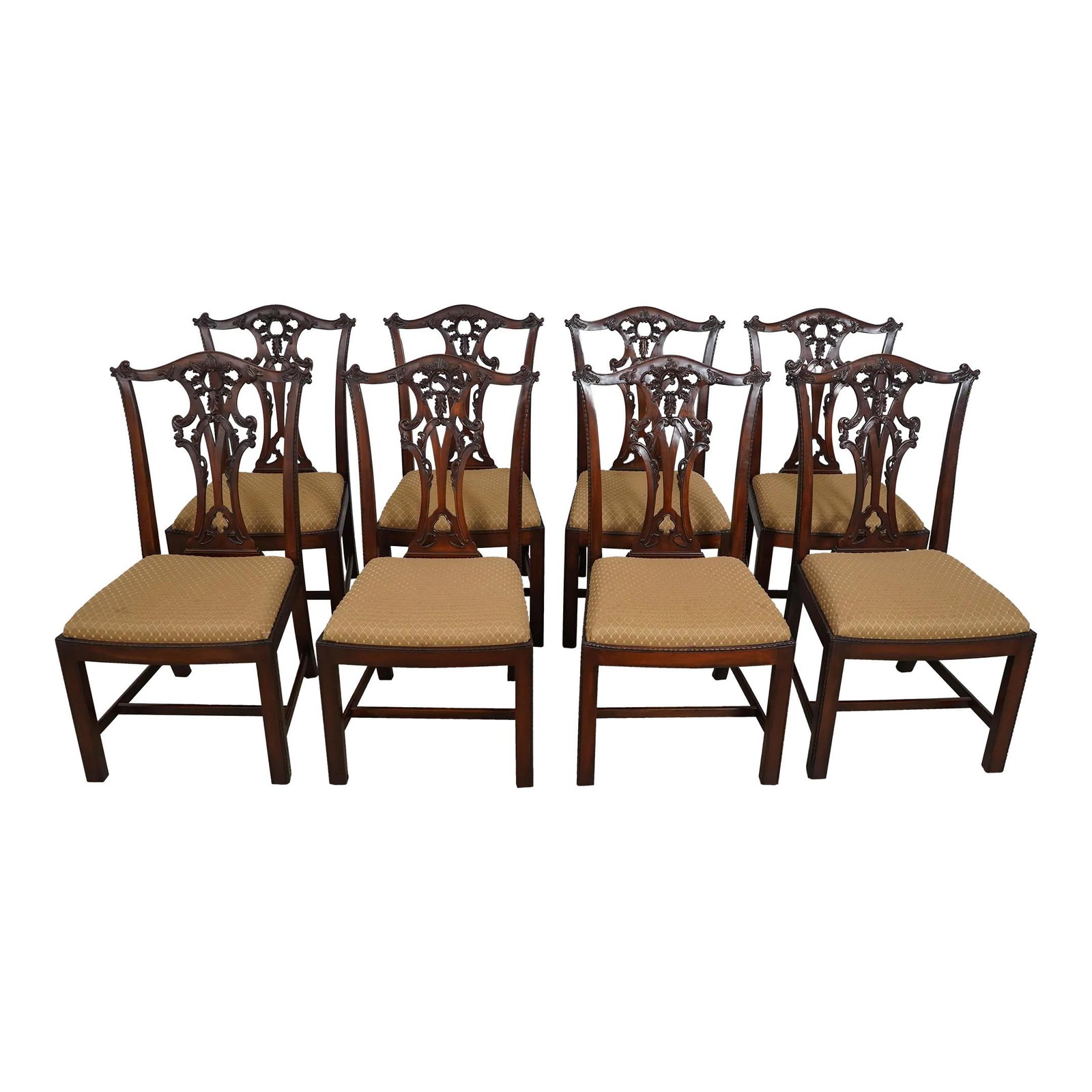 Set of 8 Henredon Chippendale Mahogany Dining Chairs High Quality Construction: Set of 8 Henredon Chippendale Mahogany Dining Chairs High Quality Construction This exquisite set of 8 Henredon Chippendale dining room chairs is a stunning addition to any home. Crafted from high-qua