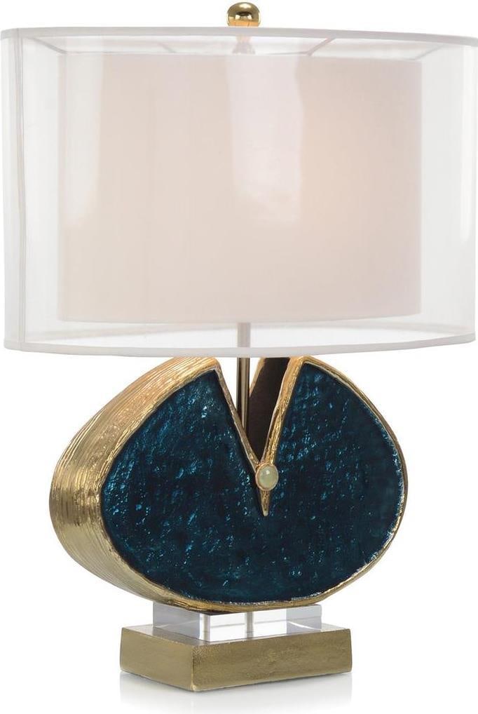 John-Richard Art Nouveau Double Shade Table Lamp Blue Brass Finish (1 of 1)