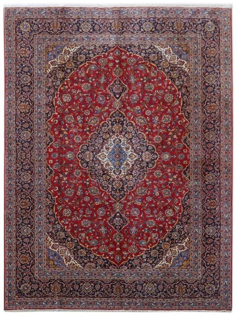 Signed Persian Handmade Kashan Rug 9'10" x 13'2" Red Wool Art (1 of 6)