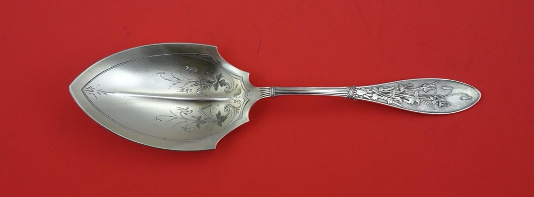 Whiting Honeysuckle Sterling Silver Pudding Spoon 9 3/8 Inch Brite-Cut Stippled (1 of 2)
