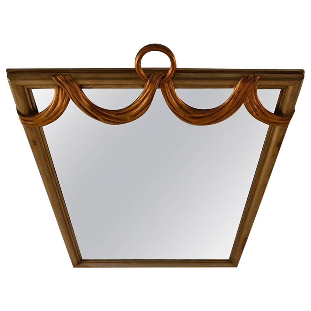 Art Deco Giltwood Mirror with Gold Drape Decoration 36 x 50.5 (1 of 8)