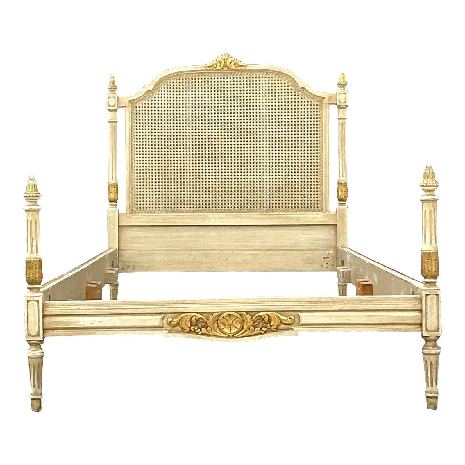 Vintage Regency Gilt Tipped Cane Twin Bedframe in Eggshell (1 of 10)