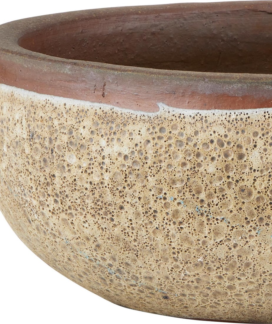 Currey Lyra Beige Ceramic Outdoor Planter 17 x 17 x 7.5 (1 of 3)