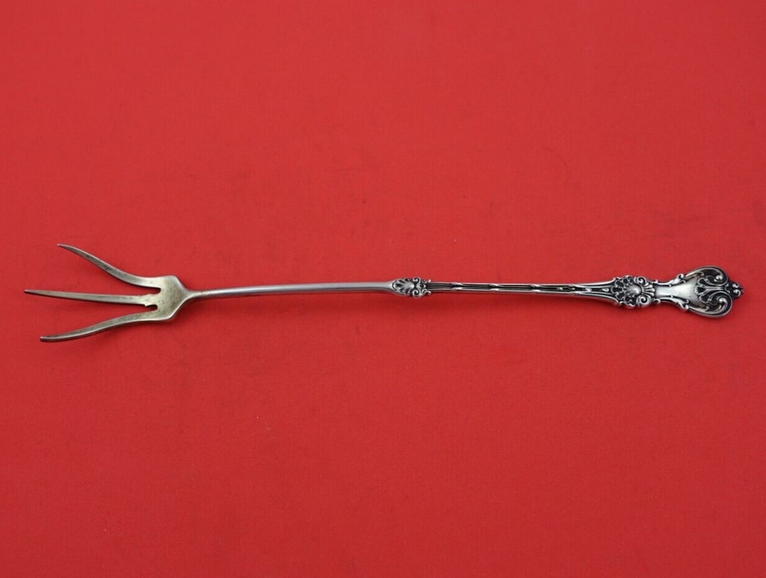 Whiting King Edward Sterling Silver Lettuce Fork Light Gold Wash 9.25" (1 of 3)