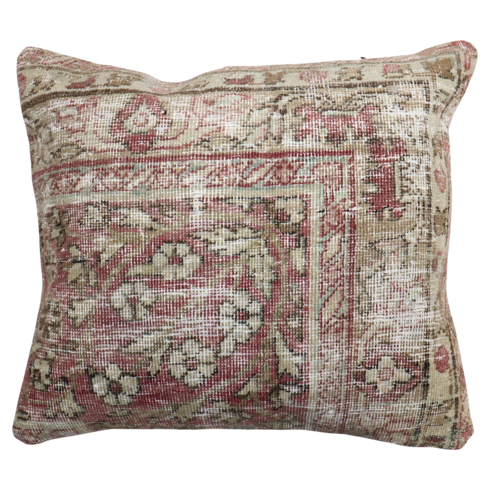 Worn 19th Century Persian Kerman Rug Pillow Tabriz Style 15 x 18 (1 of 4)