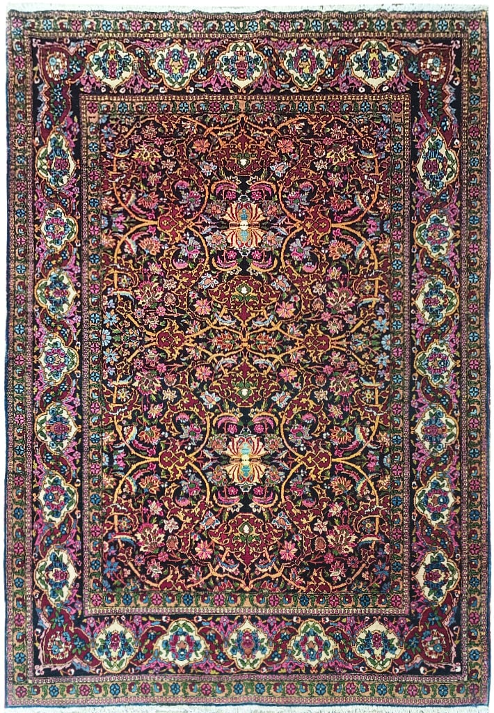 5' x 7' Antique Persian Esfahan Wool Rug 1930s Hand-Knotted (1 of 10)