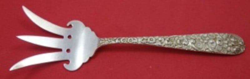 Sterling Silver Relish Fork Repousse Pattern by Jenkins 6.5 Inch (1 of 1)