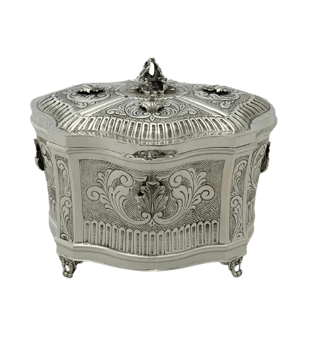 Handmade 925 Sterling Silver Chased Leaf Esrog Box 5.5 x 6.5 Inches (1 of 4)