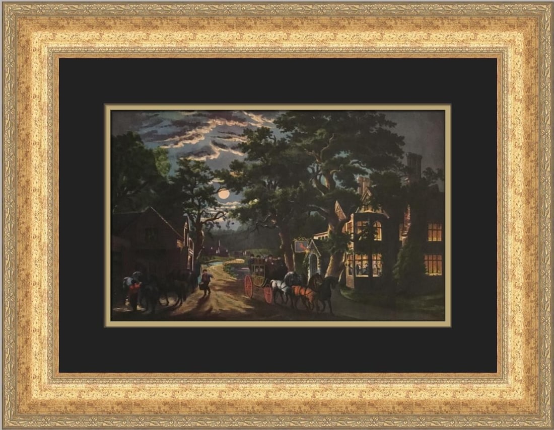 Currier & Ives The Wayside Inn Custom Framed Print 1952 Romanticism (1 of 2)