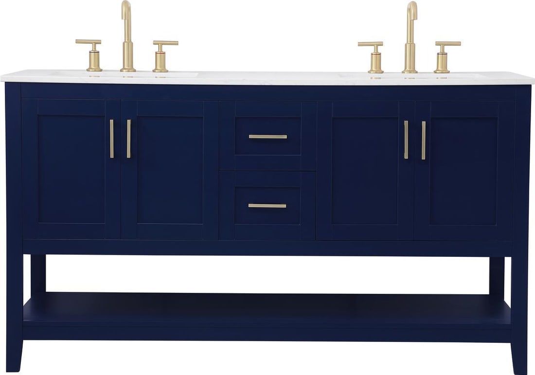 Elegant Lighting Blue Gold Victorian Double Vanity 34H 60W 22D (1 of 1)