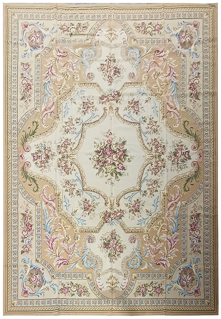 French Aubusson Needlepoint Rug 9' x 12' Elegant Decorative Carpet (1 of 9)