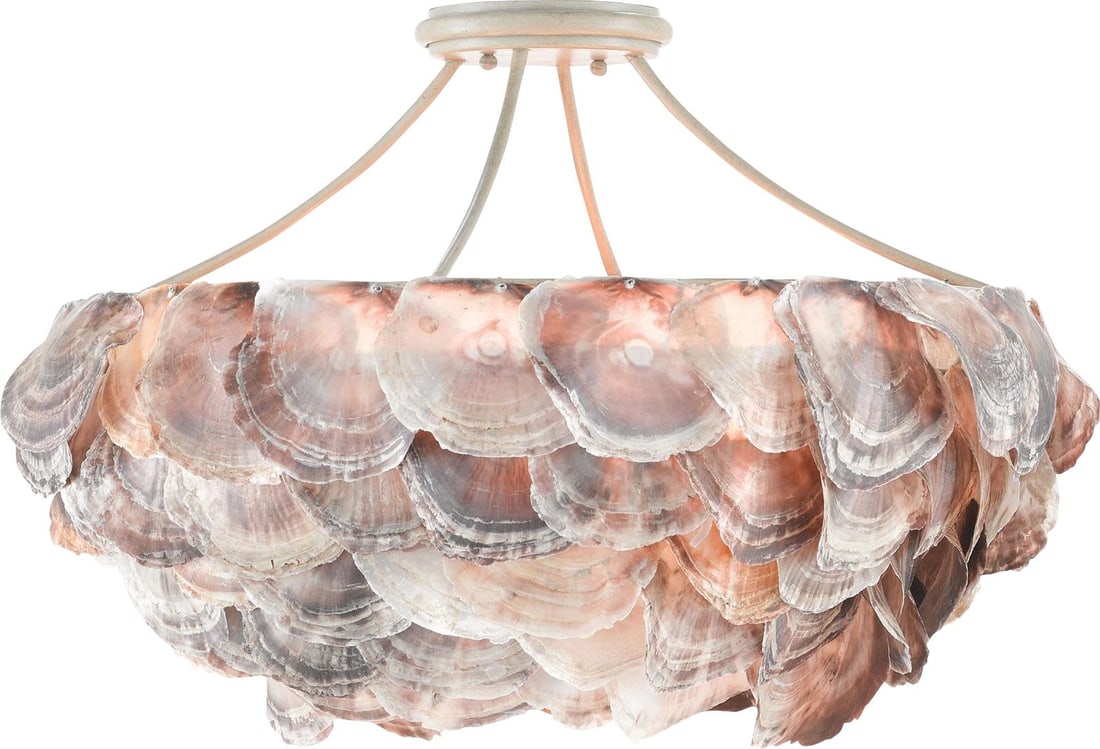 Currey Seahouse Capiz Shell Semi-Flush Light Fixture Nautical Style (1 of 4)