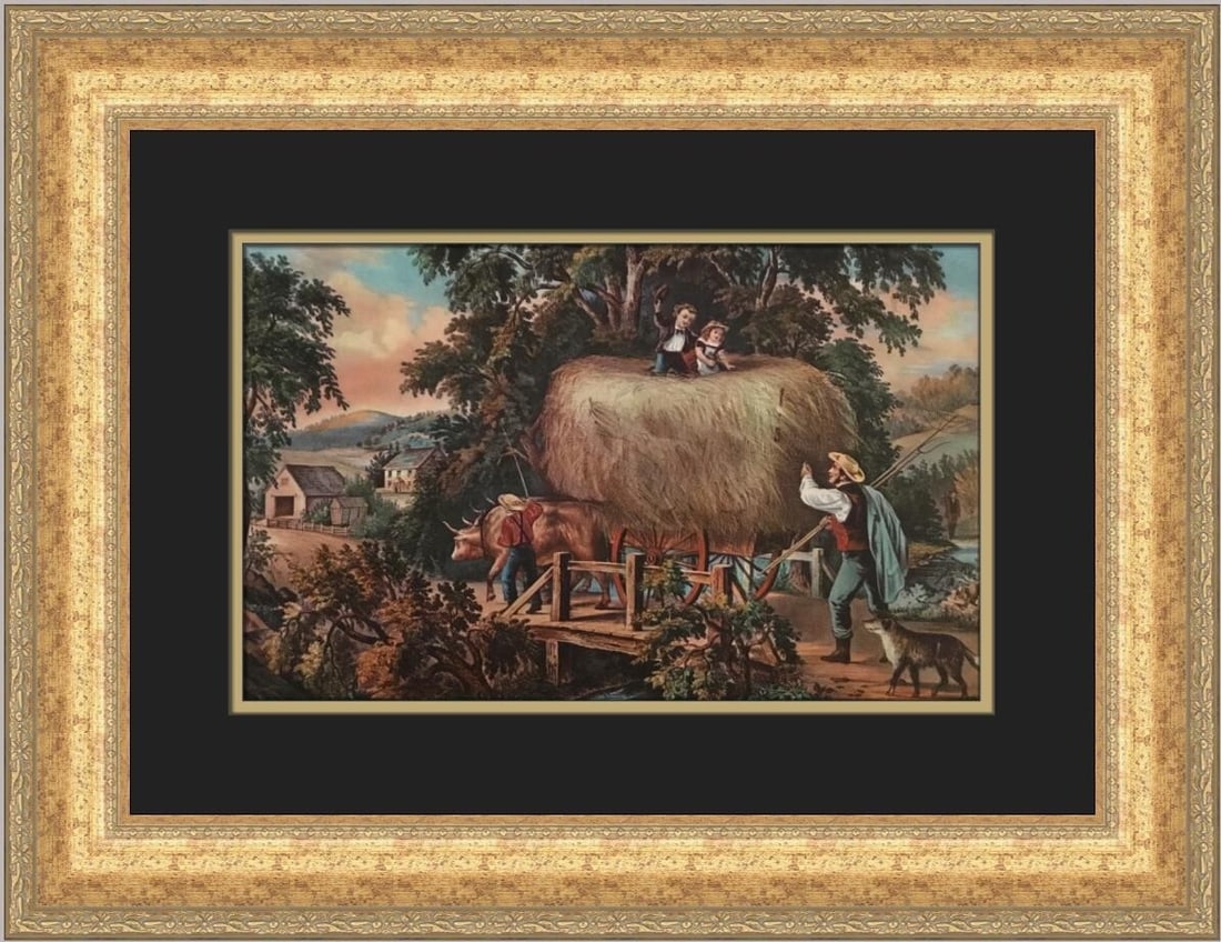 Currier & Ives Haying Time-The Last Load Framed Print 1952 (1 of 2)