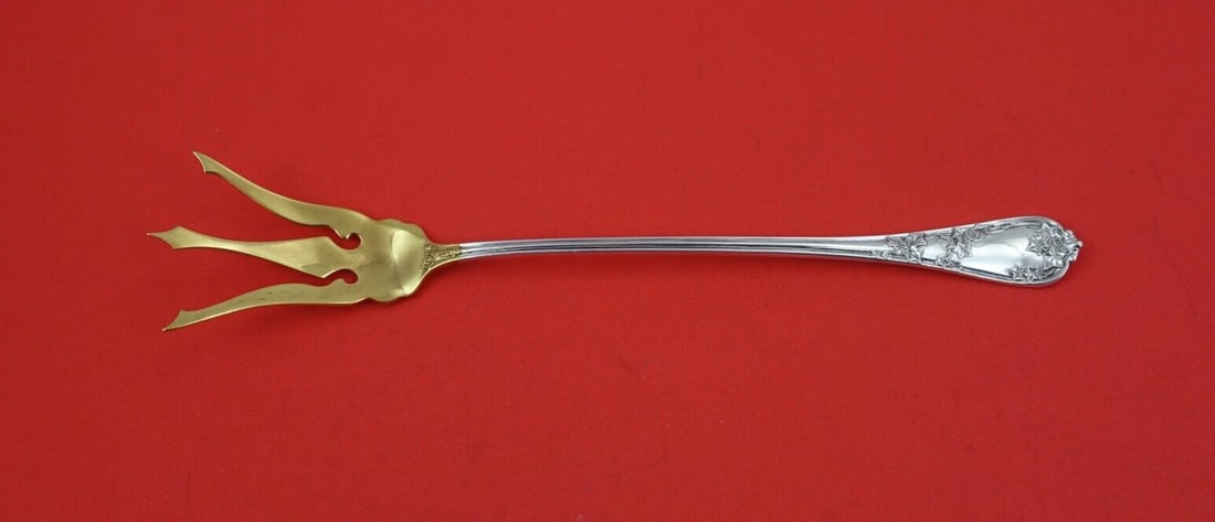 International Sterling Silver Ivy Lettuce Fork Gold Washed 8 1/4" (1 of 2)