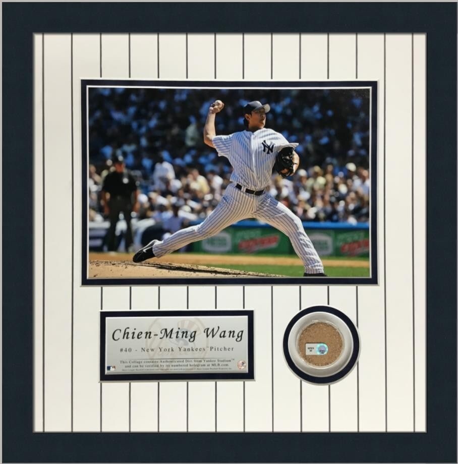 Chen-Ming Yang NY Yankees Game Dirt Custom Framed Steiner LOA: Chen-Ming Yang NY Yankees Game Dirt Custom Framed Steiner LOA This unique piece of memorabilia features dirt from Yankee Stadium, used in an MLB game, honoring player Chen-Ming Yang. The dirt is custo