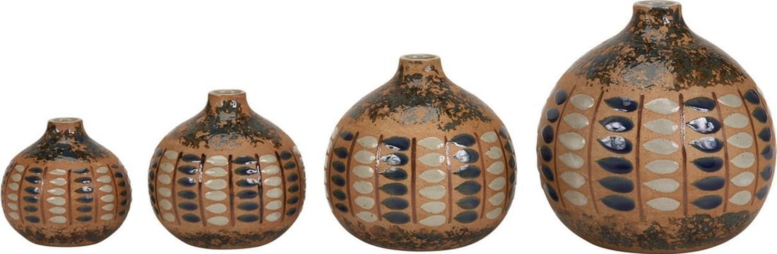 Earth Tone Ceramic Vase 3.65H 4W 4D Home Accent (1 of 1)