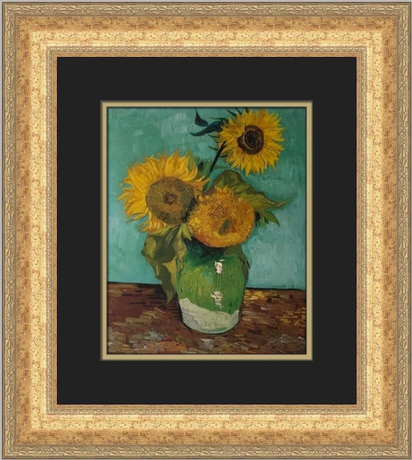 Vincent Van Gogh Sunflowers Custom Framed Print 18 x 17 (1 of 2)
