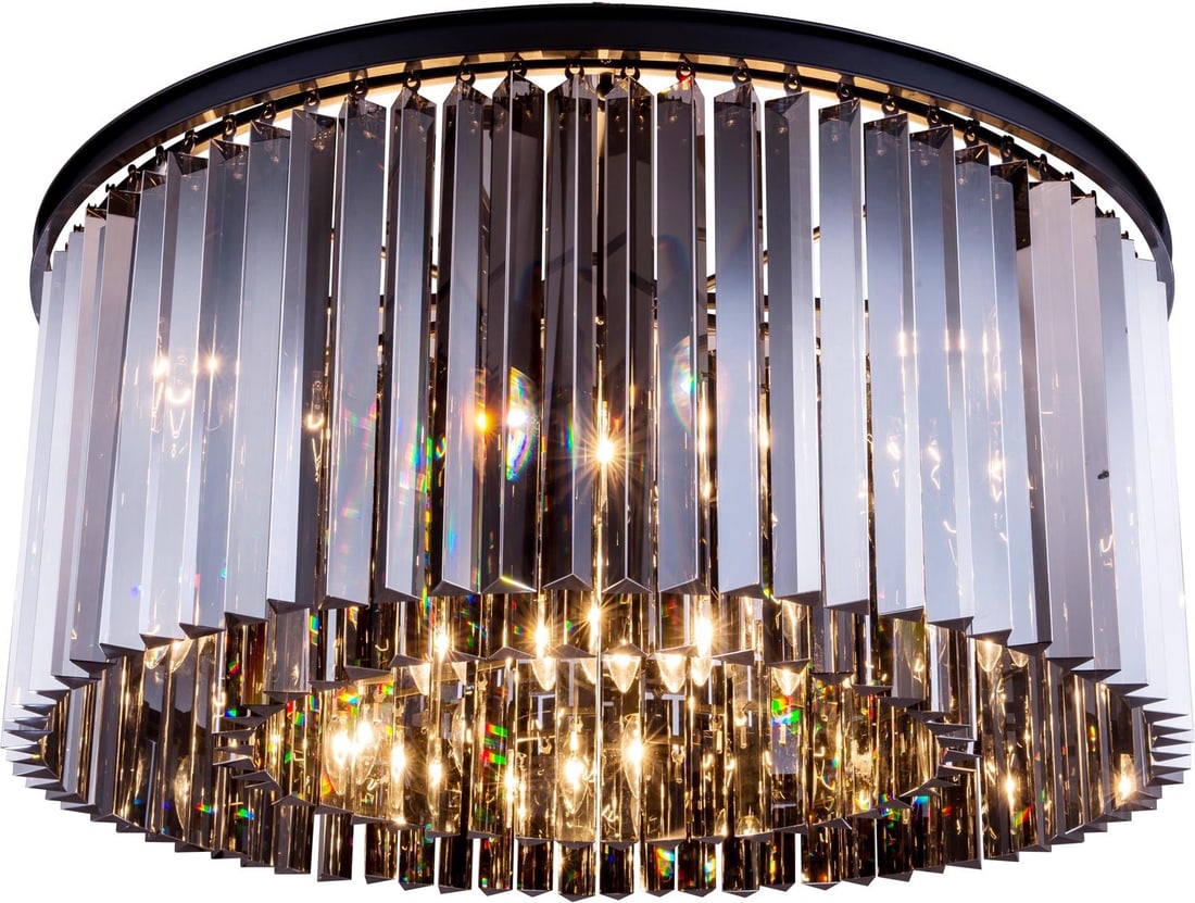 Sydney Collection Flush-Mount Light Royal-Cut Crystal Golden Teak Finish (1 of 1)