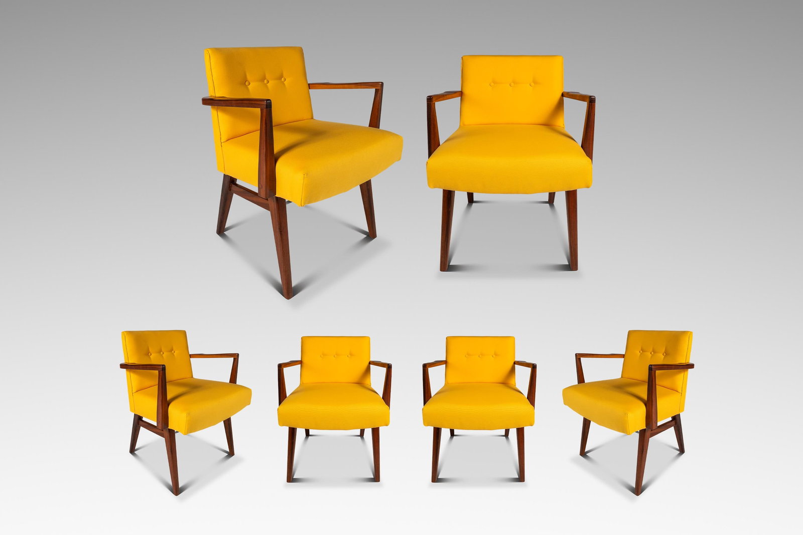 Set of 4 Restored Walnut Model C-108 Armchairs by Jens Risom Design 1950s (1 of 18)