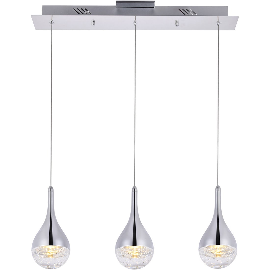 Amherst 24 Inch Chrome Crystal 3-Light LED Pendant Chandelier Modern Adjustable (1 of 8)