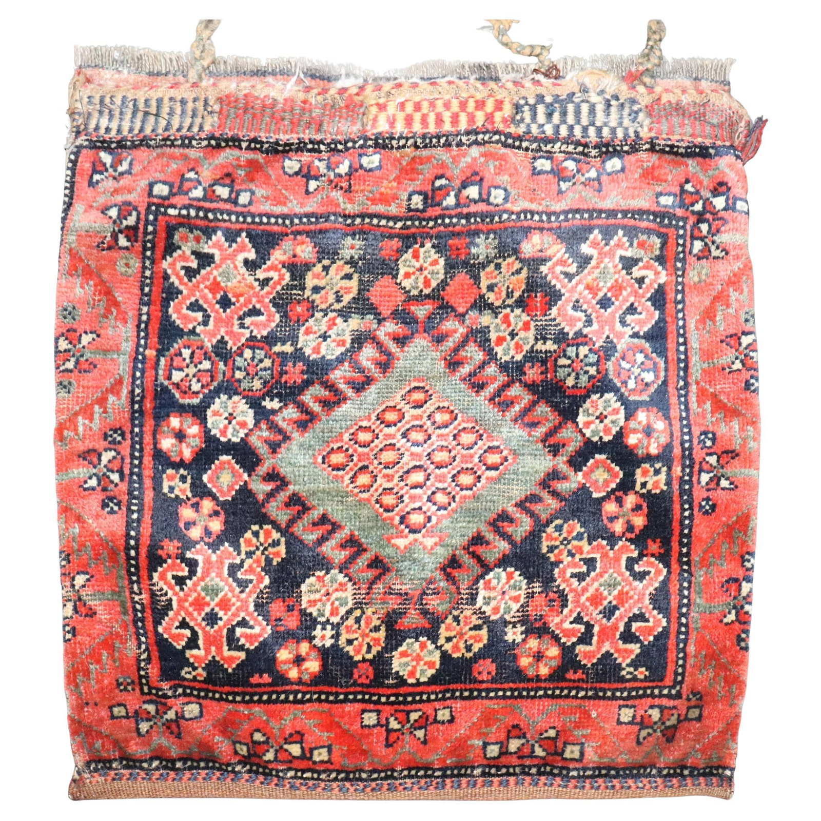 Early 20th Century Persian Tribal Wool Ghashgai Bagface Rug 22 x 24 Inch (1 of 6)