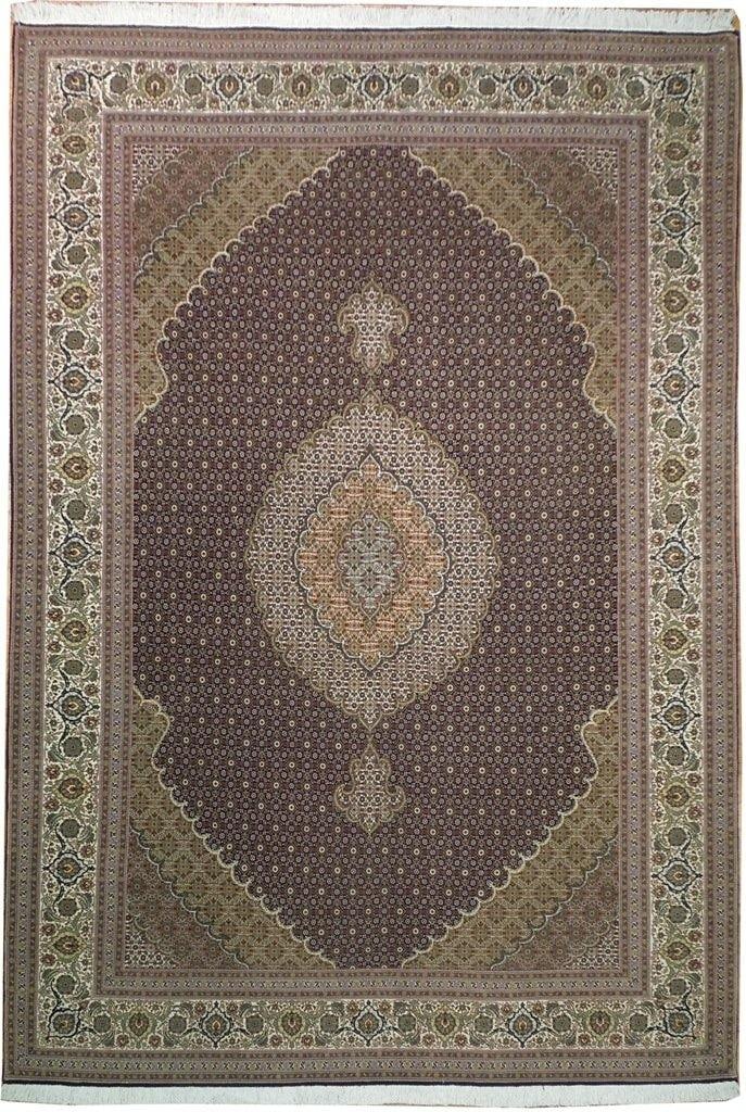 High End Persian Tabriz MAHI Rug 6'9 x 9'10 Wool & Silk Black (1 of 6)