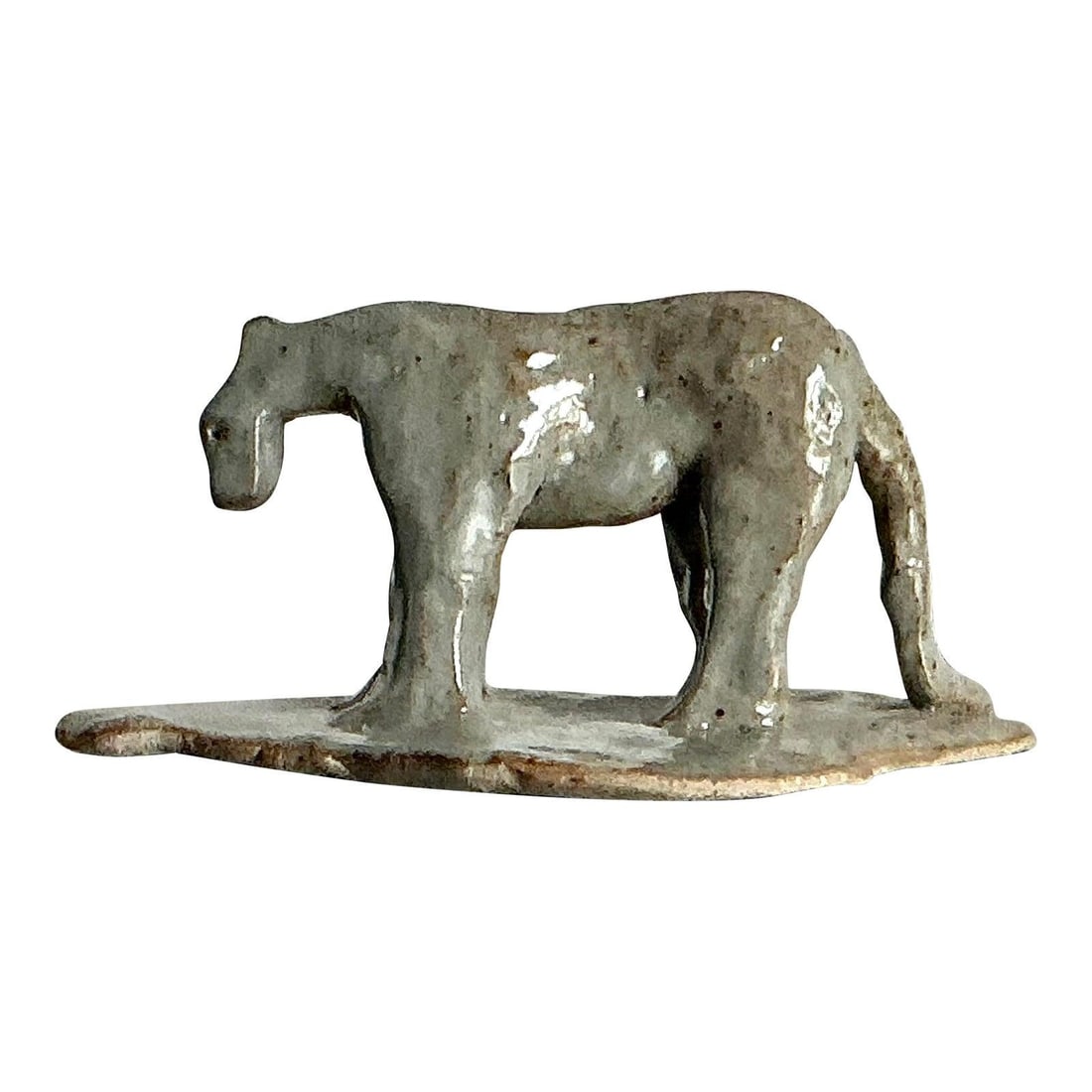 Handcrafted Boho Gray Glazed Ceramic Tiger Figurine with Abstract Design (1 of 9)